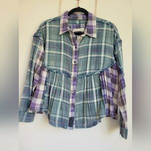 We The Free By Free People Plaid Top Size Small